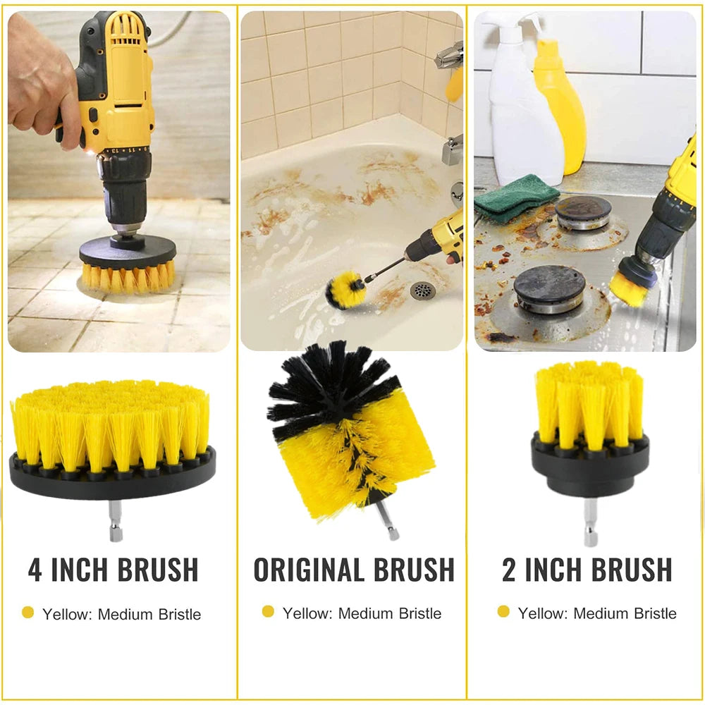 12/4 Pcs Electric Drill Brush Kit scrubber Cleaning Brush For Carpet Glass Car Kitchen Bathroom toilet Cleaning Tools household - ToolFlx