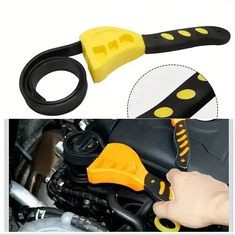 1Pc 6inch Belt Wrench Oil Filter Puller Strap Spanner Chain Wrench Strap Opener, Adjustable Disassembly Tool