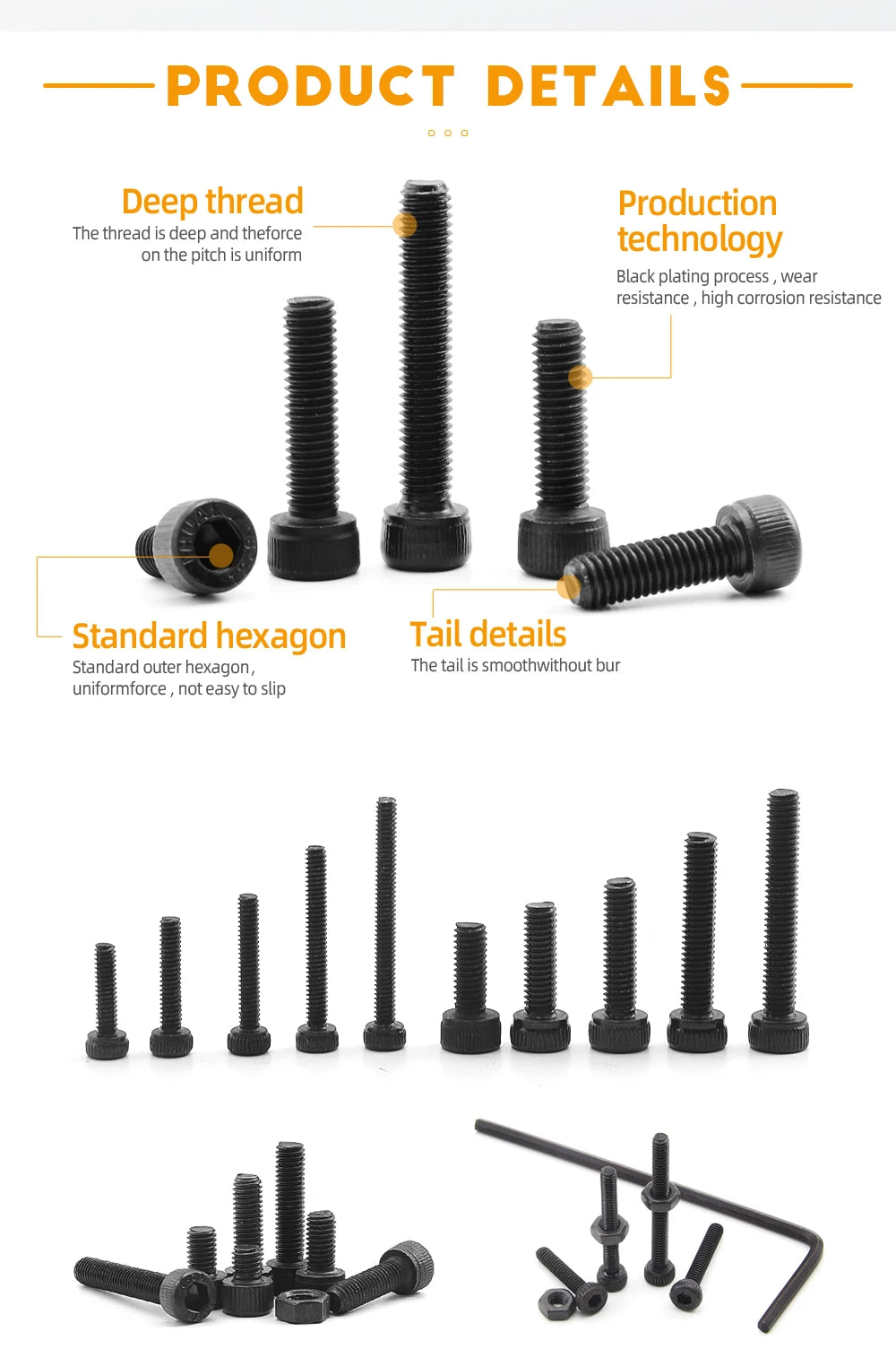 JUIDINTO Hex Socket Cap Head Screw Nut Assortment Kit M2 M2.5 M3 M4 M5 M6 12.9 Grade Allen Head Bolt and Nut with Washer Hex Key