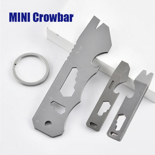 8 EN 1 MINI TC4 Alliage de Titane Crowbar Décapsuleur Échelle Graduée Clé Hexagonale EDC Outils Extérieurs Équipement de Camping Multifonction 