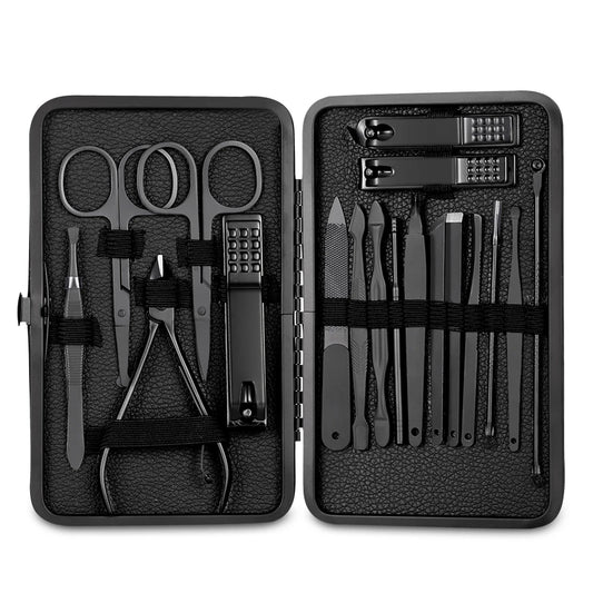 7-18pcs Manicure Tool Set Stainless Steel Cuticle Nipper Cutter Kit Professional Nail Clippers Pedicure Nail Art Grooming Tools