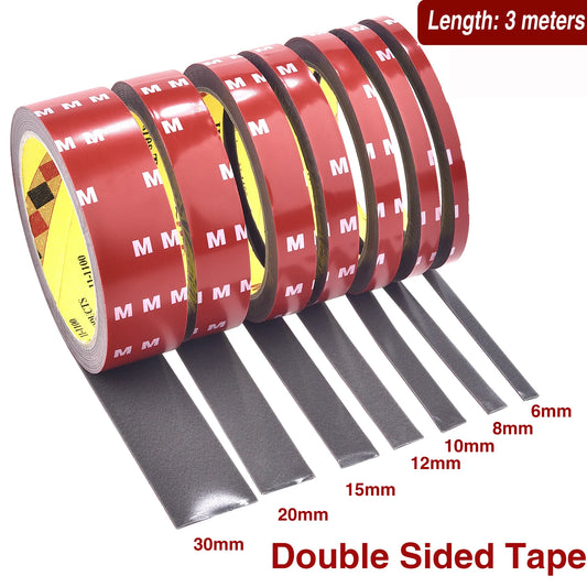 3 m ultrastarkes doppelseitiges Klebeband, 6–30 mm dick, Acrylschaum-Klebeband, Aufkleber für Auto, Zuhause, Innenbereich, hohe Temperaturen 