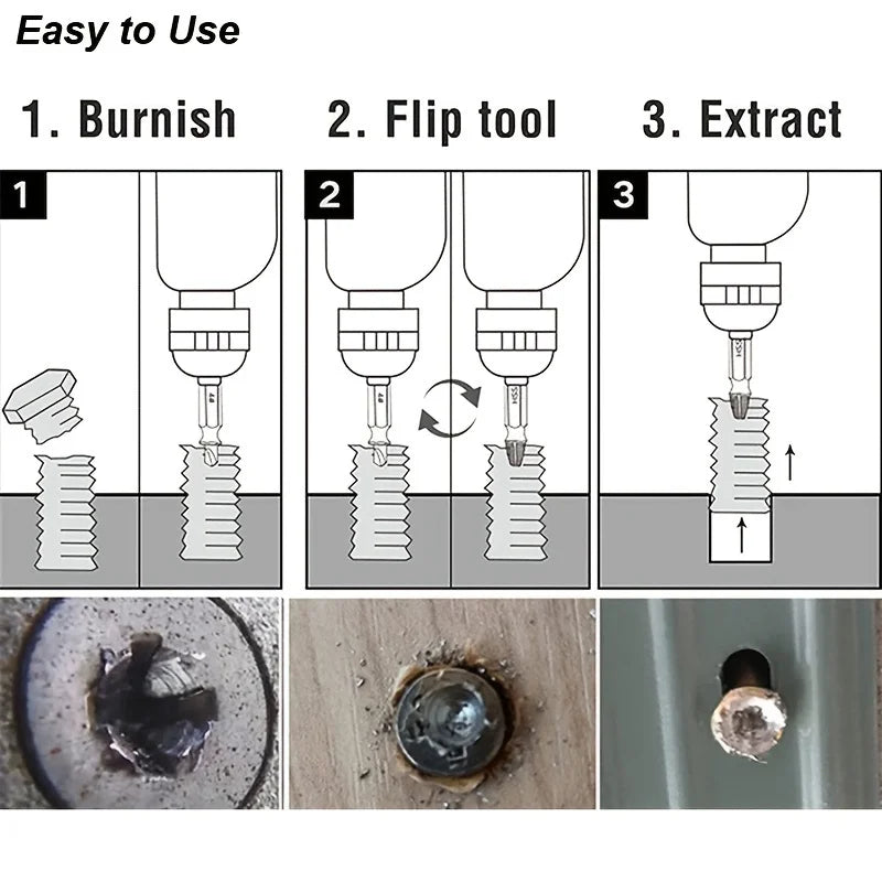 Damaged Screw Extractor Set HSS Drill Bit Stripped Broken Remover Small Easily Quickly Take Out Kit Easy Demolition Power Tools