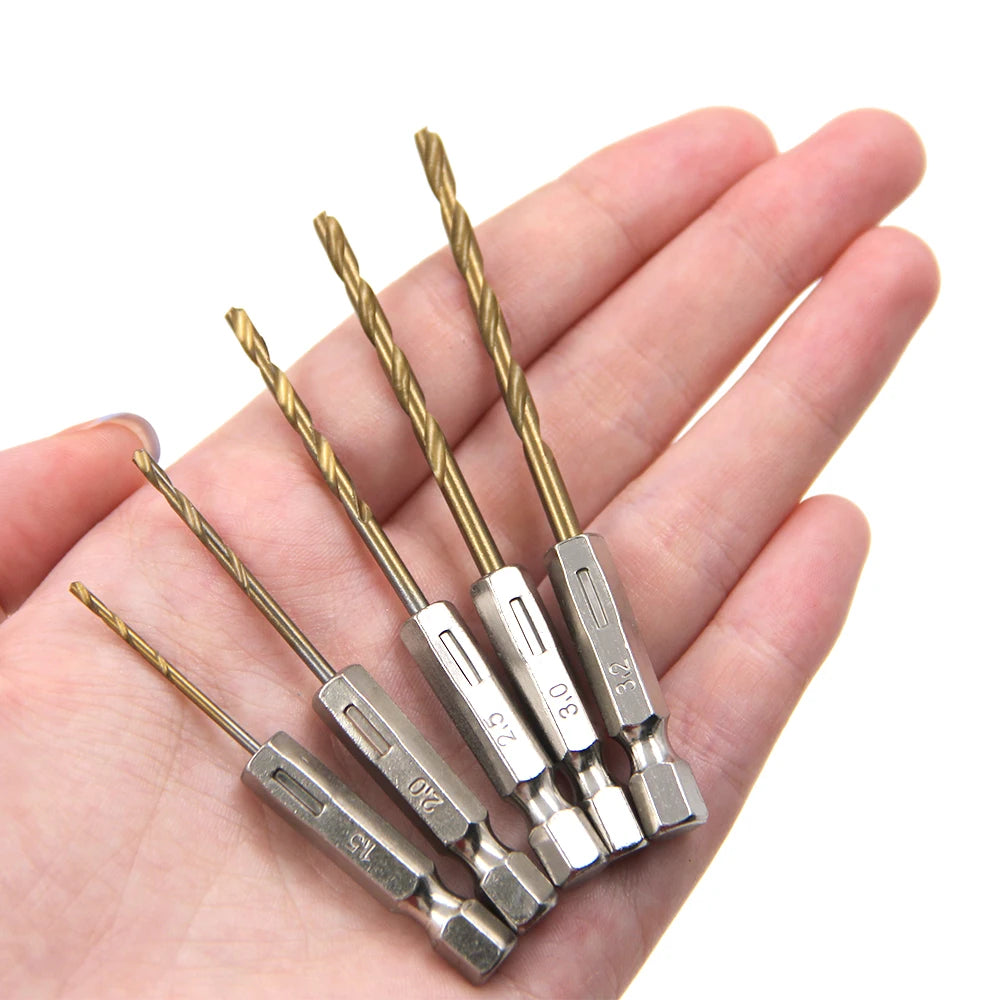 Hexagonal Handle 13pc Titanium Plated Fried Dough Twists Drill 1.5-6.5mm Electric Drill Screwdriver Drilling Reaming Drill Tool