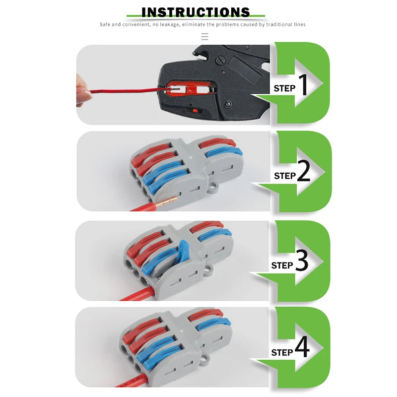 Quick Electrical Connectors Universal Compact Push-in Conductor SPL Splitter Wiring Cable Connector Butt Terminal Block AWG28-12