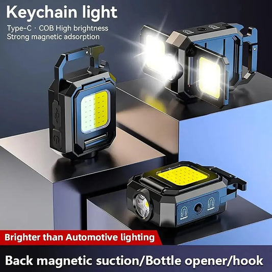 Mini lampe de poche rechargeable, porte-clés portable, 4 modes d'éclairage, torche EDC, lampe de travail d'urgence étanche pour camping en extérieur 