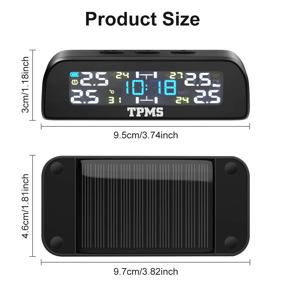 Solar TPMS Sensor Auto Reifendruck Überwachung System Reifen Druck Externe Sensoren für 4 Rad TMPS 