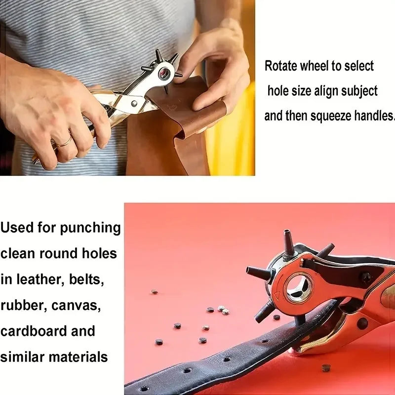 Multi-function Leather Belt Hole Punch Plier Useful Round Hole Punching Machine Watchband Strap Leathercraft Household Hand Tool