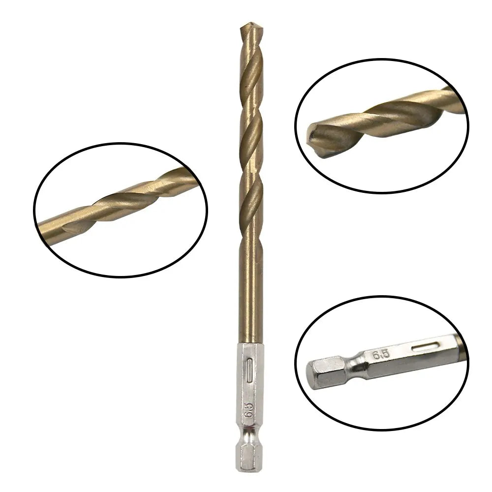 Hexagonal Handle 13pc Titanium Plated Fried Dough Twists Drill 1.5-6.5mm Electric Drill Screwdriver Drilling Reaming Drill Tool