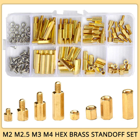 M2 M2.5 M3 M4 Hex Brass Standoff PCB Motherboard Spacer Screw Nut Thread Pillar Mount Male Female Spacer Bolt Assortment Kit