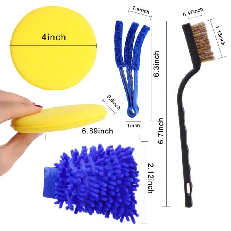 SEAMETAL 13/15pcs Car Detailing Cleaning Kit Car Washing Brushes Sponges Towels for Car Air Vents Rim Clean Dirt Dust Wash Tools