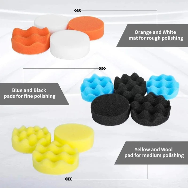 39PCS Car Polishing Sponge Pad Kit Foam Pad Buffer Car Waxing Motorcycle Polishing Wax Pad Remove Scratches