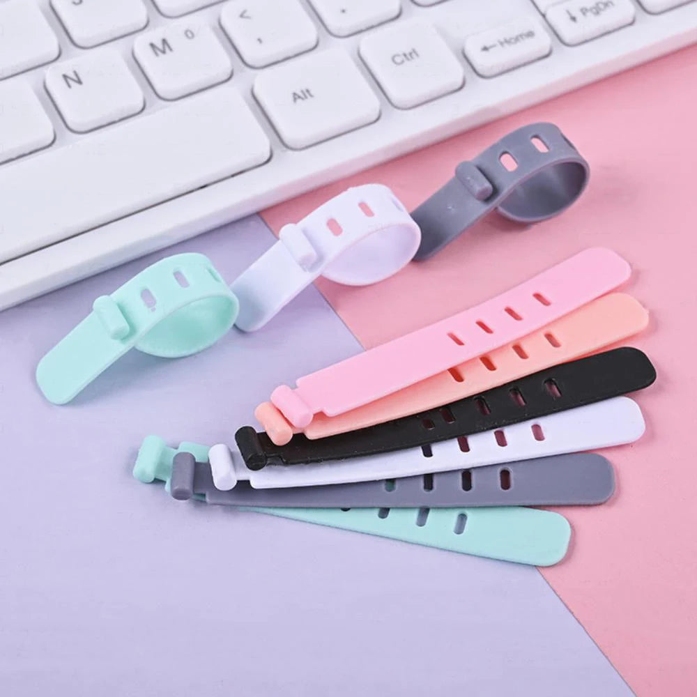 4/12/20PCS Cable Organizer Ties Clip Charger Cord Management Silicone Wire Manager Mouse Earphone Holder Data Line Winder Straps