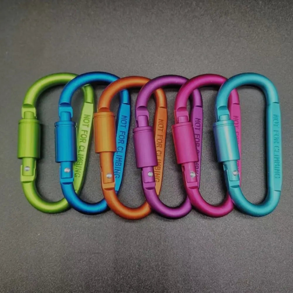 Multicolor Aluminium Alloy Safety Buckle Keychain with Lock Climbing Button D-shape Carabiner Outdoor Sports Camping Hiking Hook