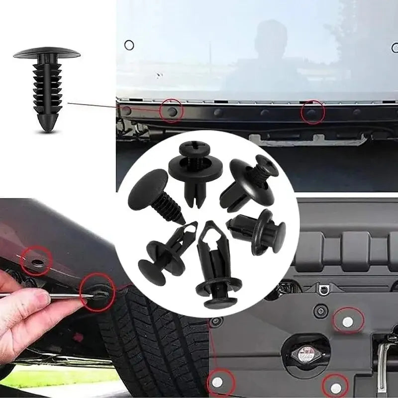 190PCS Set Car Universal Buckle 6 Models Size Fastenr Rivet Clamping Fastener Buckle Car Accessory ABS Material Fixed Screw