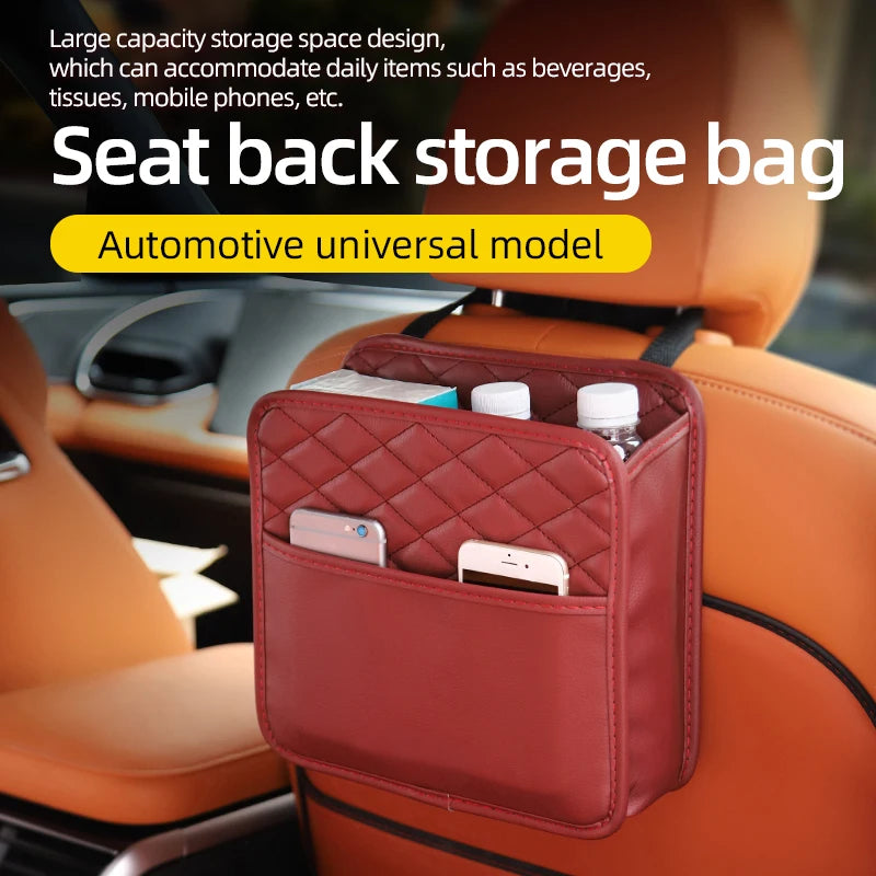 Multifunctional car seat storage bag Leather storage bag Garbage bag Storage bag Suitable for most car models