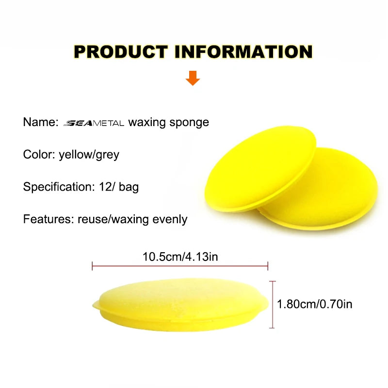 SEAMETAL 12pcs Car Round Waxing Polish Sponges High Density Foam Applicator Pads Polishing Sponges for Car Detailing Tools