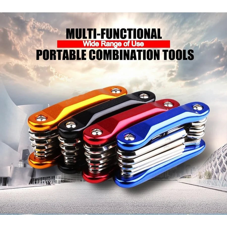 Kit d'outils multifonctions 11 en 1 pour vélo - Clé à outils légère en acier inoxydable, tournevis, chaîne, rayon de roue hexagonal 