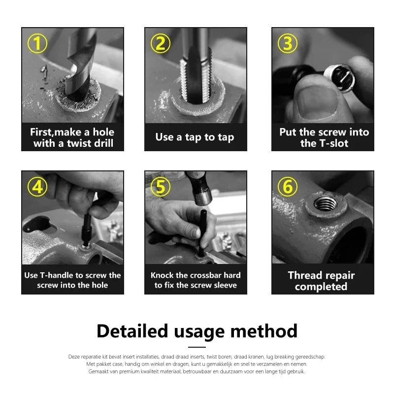 25/75/131pcs thread repair kit M2-M16, used to repair damaged thread monkey wrench Fried Dough Twists bit hand tool