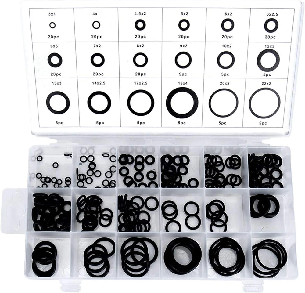 419/225PCS Rubber O-Ring Assortment Kit Buna-N Gasket Sealing Replacement O-Rings 32 Metric Sizes for Plumbing Faucet Repair