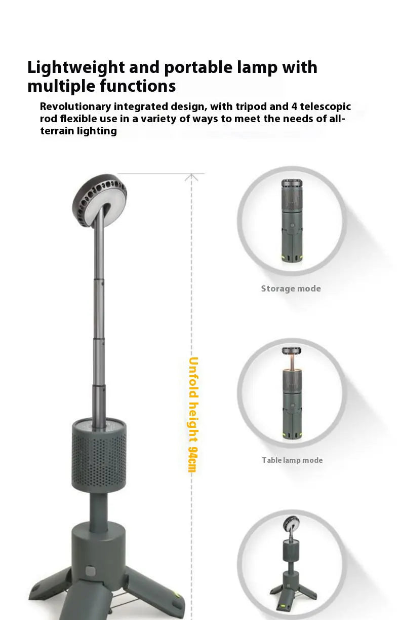 Zusammenklappbares Campinglicht, tragbare Teleskop-Laternen, eingebaute 10000 mAh wasserdichte magnetische Außenlampe mit dreieckigem Standfuß 