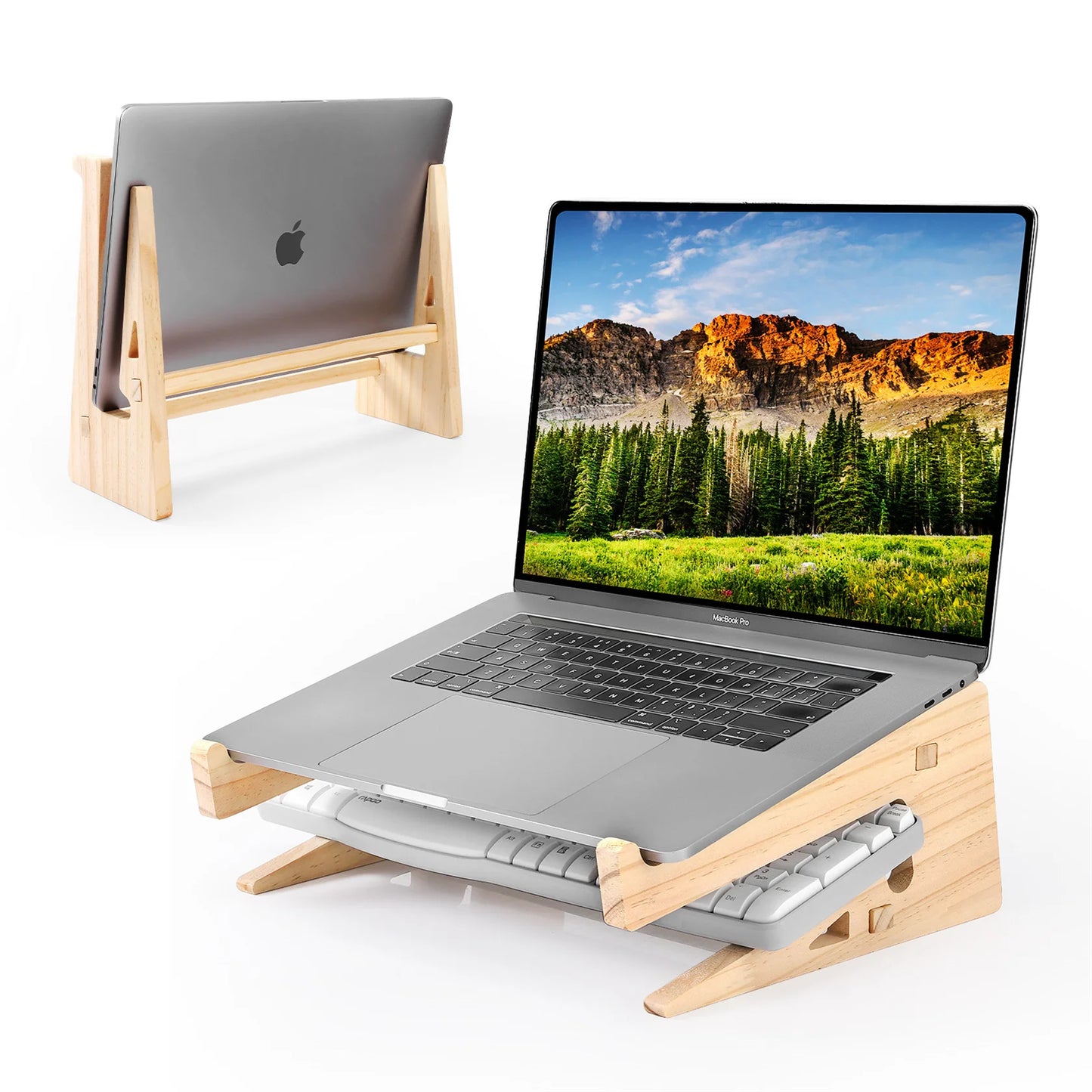 Support d'ordinateur portable en bois pour MacBook Pro Support d'ordinateur universel pour bureau Support vertical pour ordinateur portable Support d'ordinateur portable en bois pour MacBook Air 