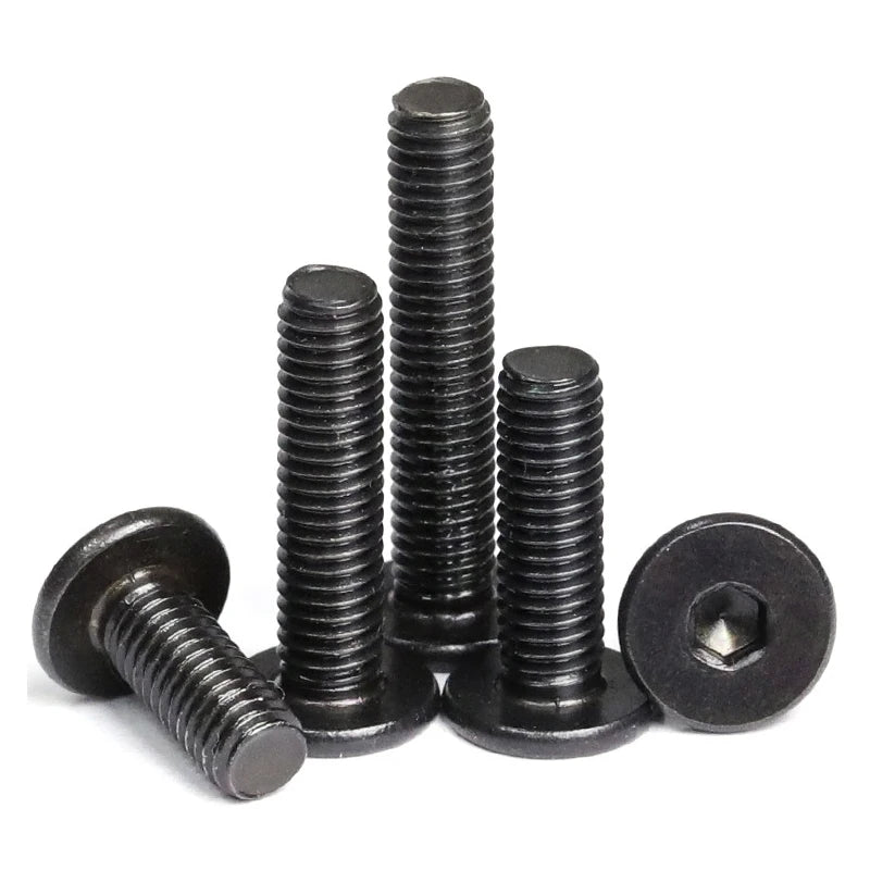 10-50Pcs M2 M2.5 M3 M4 M5 M6 CM Black Stainless Steel Hex Hexagon Socket Ultra Thin Super Low Flat Head Allen Cap Screw Bolt