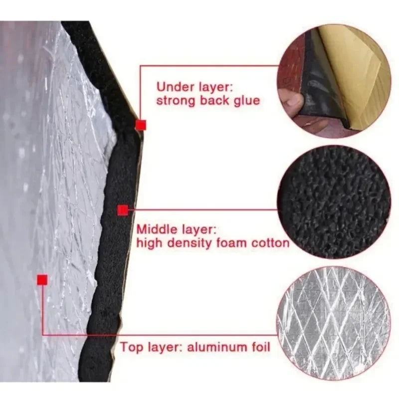 2000*500mm 5/10mm Car Sound Mat Proofing Deadener Heat Noise Insulation Deadening Mat Hood Closed Cell Foam Accessories