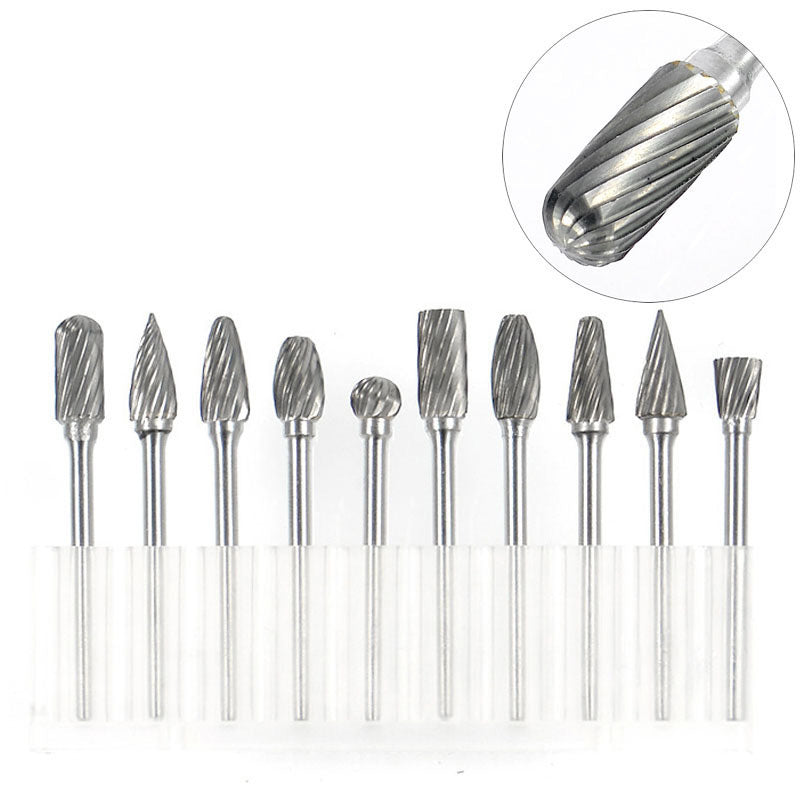 Tungsten Carbide Rotary Burr Carving Burr Bits Double Diamond Cut Dremel Tools for Wood Stone Carving Steel Metal Working