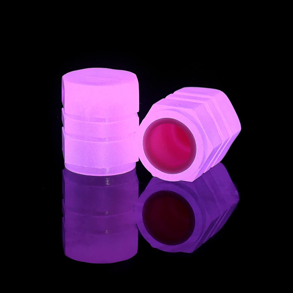 Car Pink Red Luminous Tire Valve Cap Motorcycle Bike Wheel Hub Glowing Valve Cover Tire Decoration Auto Styling Tyre Accessories