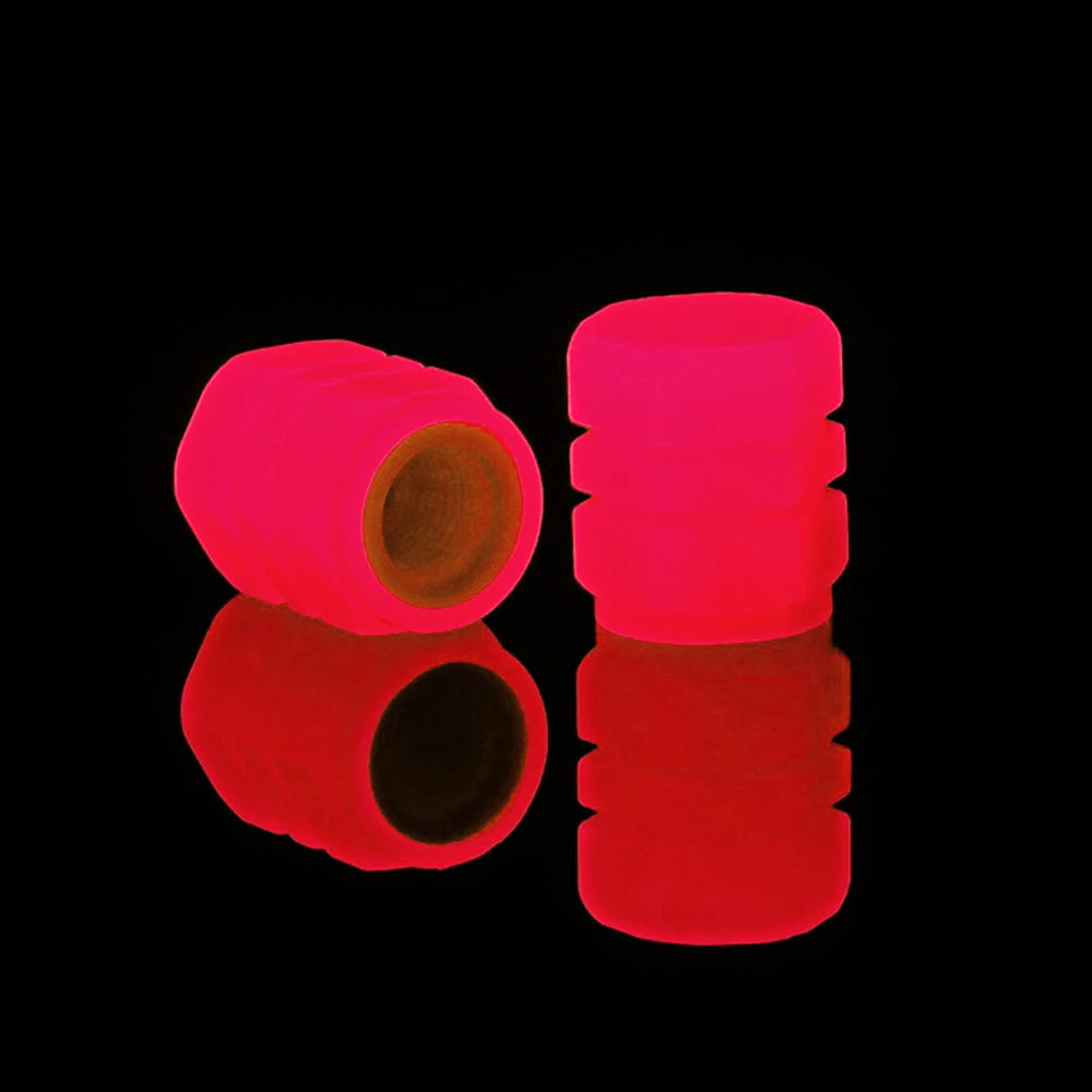 Car Pink Red Luminous Tire Valve Cap Motorcycle Bike Wheel Hub Glowing Valve Cover Tire Decoration Auto Styling Tyre Accessories