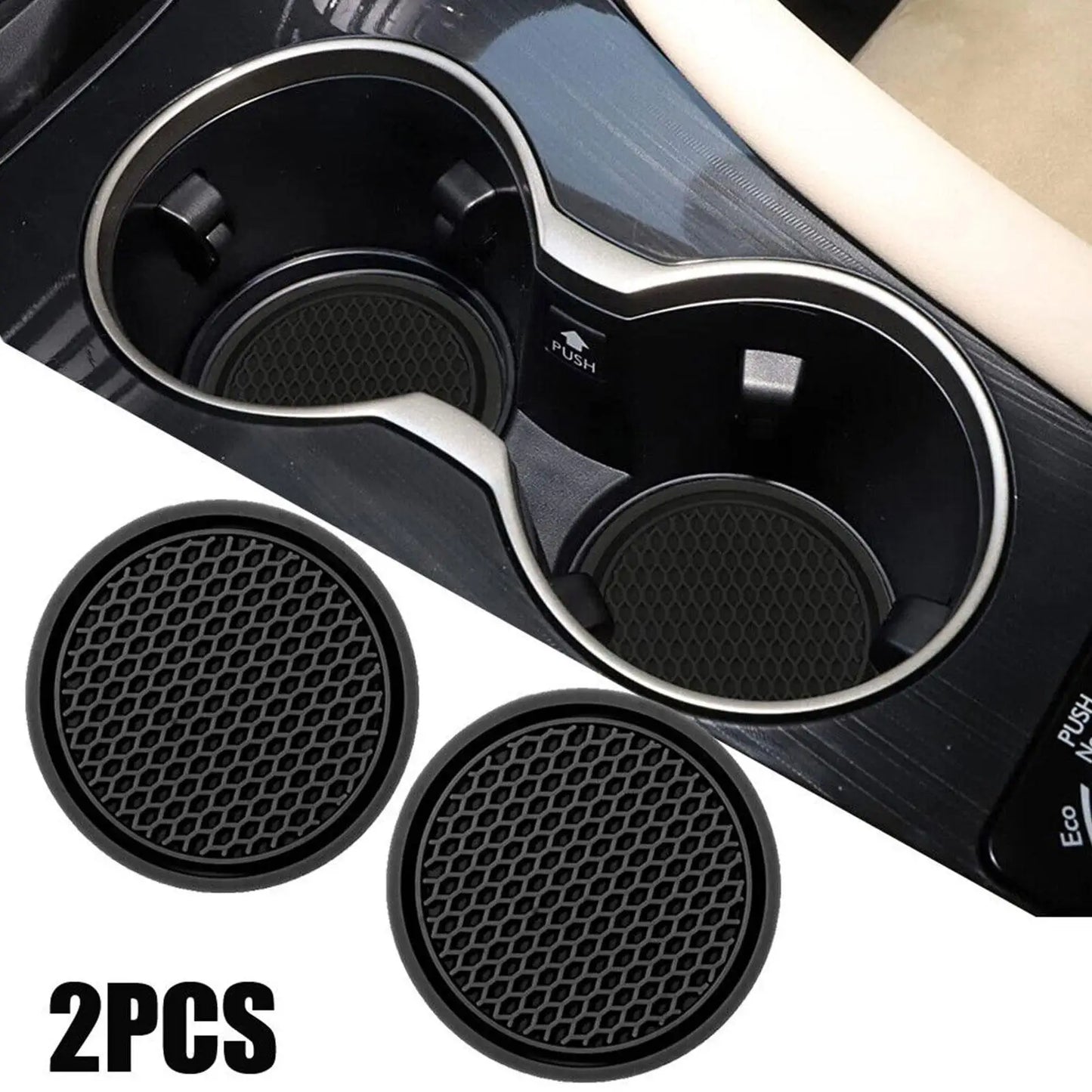 2pcs Non-slip Car Water Cup Pad Diamond Rhinestone Rubber Mat For Bottle Holder Coaster Auto Interior Anti-skid Cup Holders 7cm