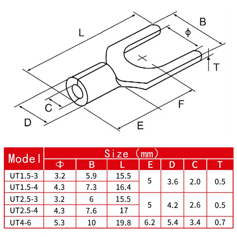 Boxed Crimp Terminal,Electrical Connector,U/O Shaped,Splicing Termination 2.8/4.8/6.3mm,Wire Connector,Cable Termination Pliers