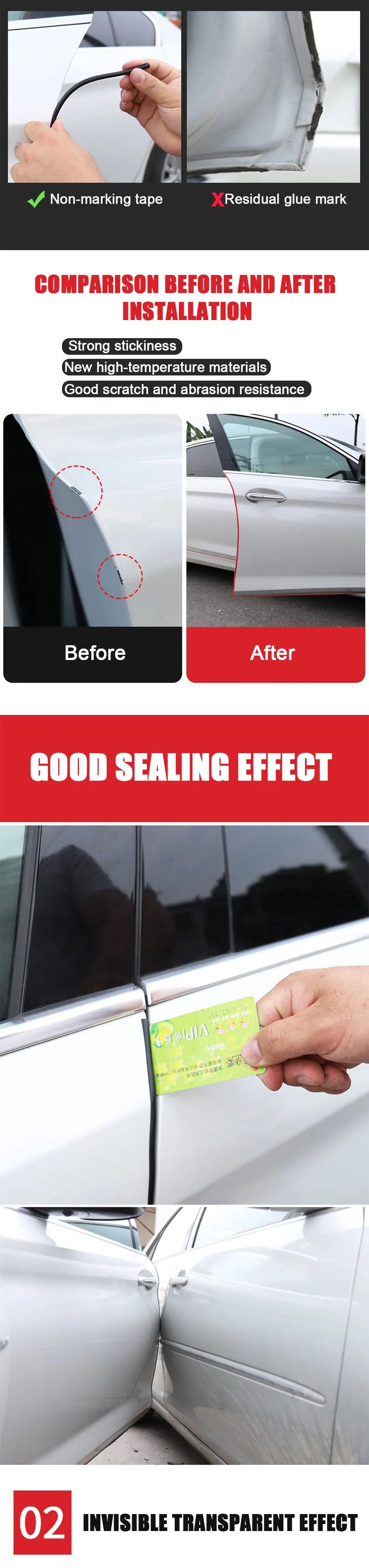 5M Car Door Edge Rubber Scratch Protector Strips Car Styling Mouldings Protection Side Doors Moldings Adhesive Scratch Tools New