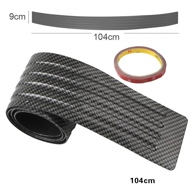 SEAMETAL Universal Carbon Fiber Car Trunk Door Guard Strip Auto Sill Plate Protector Rear Bumper Guard Rubber Mouldings Strips