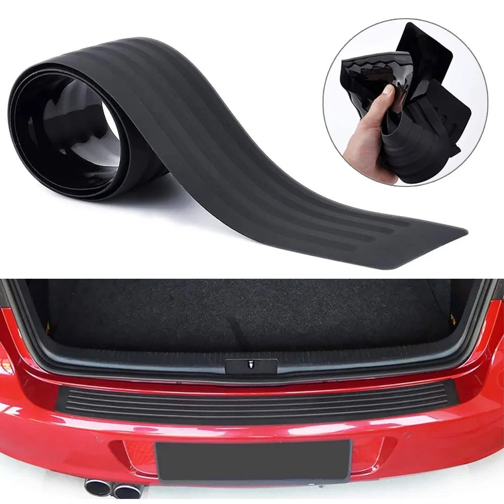 SEAMETAL Universal Carbon Fiber Car Trunk Door Guard Strip Auto Sill Plate Protector Rear Bumper Guard Rubber Mouldings Strips