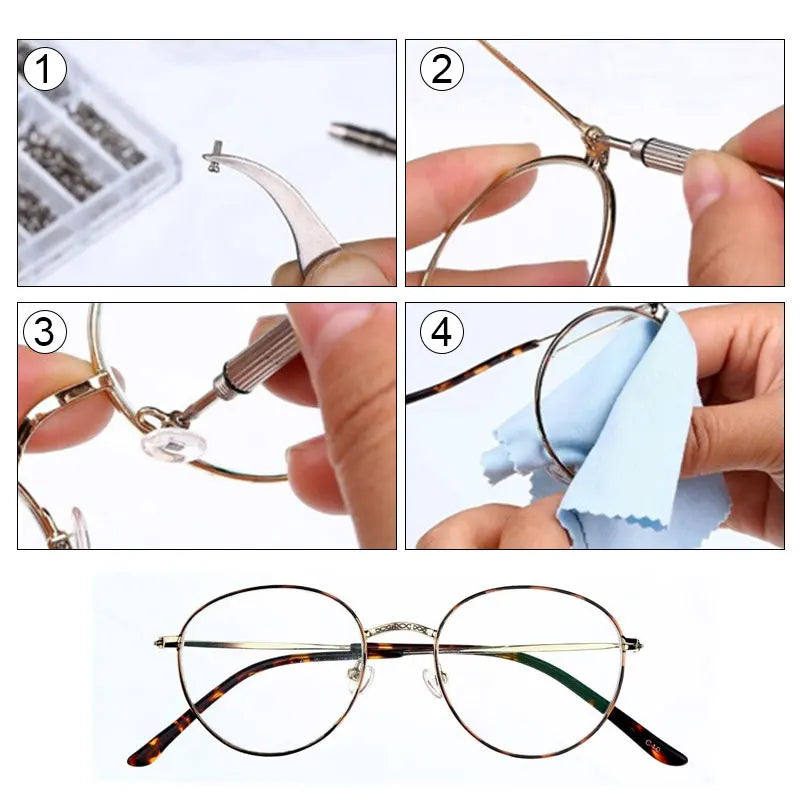 Glasses Screw Set Nose Support Lens Leg Nut Frameless Glasses Spacer Cap Accessories 18 Specification Screw Set Box