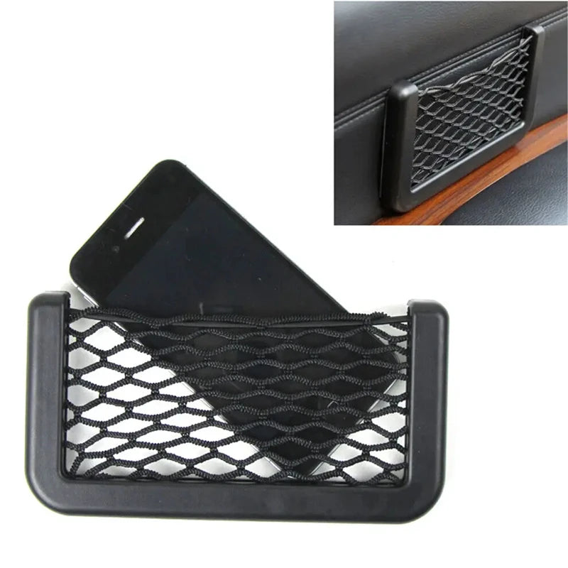 4Pcs Auto Seat Side Interior Back Sundries Pocket Mesh Storage Bag Phone Net Pocket Holder Car Storage Bag Elastic Flexible Nets