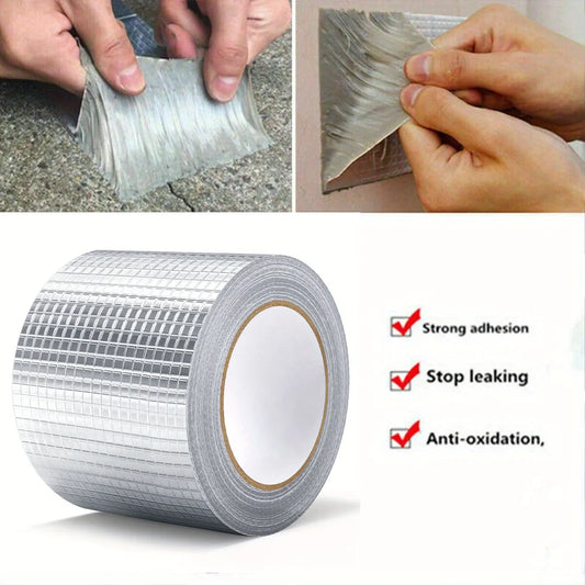 1 Rolle superwasserdichtes selbstklebendes Klebeband, Reparaturkleber aus Butylkautschuk-Aluminiumfolie, zum Abdichten und Befestigen von Dächern und Kanälen 