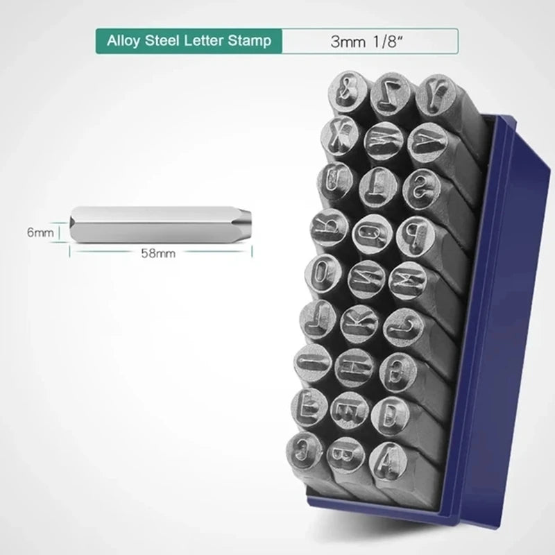 Stahlstanzset für Metall, 3/4/5/6/8 mm, Zahlen, Buchstaben, Alphabet, Stanzwerkzeuge, DIY-Schmuck, Gold, Silber, Metall, Leder, Logo-Stempel 