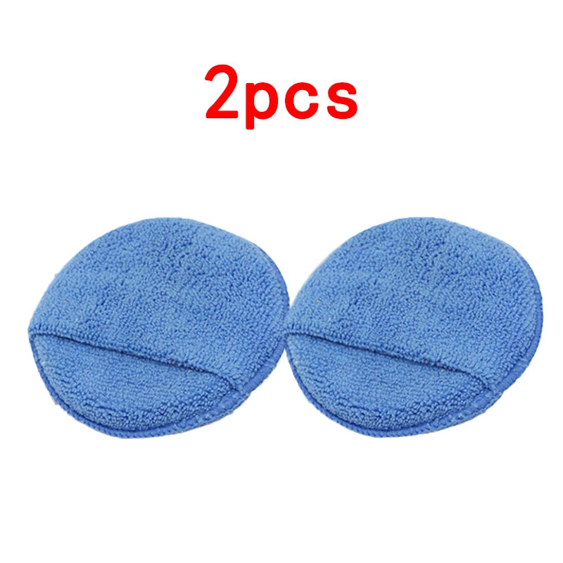 1/2/3pcs 5-inch Round Car Care Microfiber Pocket Sponge Auto Wax Applicator Pad Car Detailing Hand Polishing Pad Car Polish