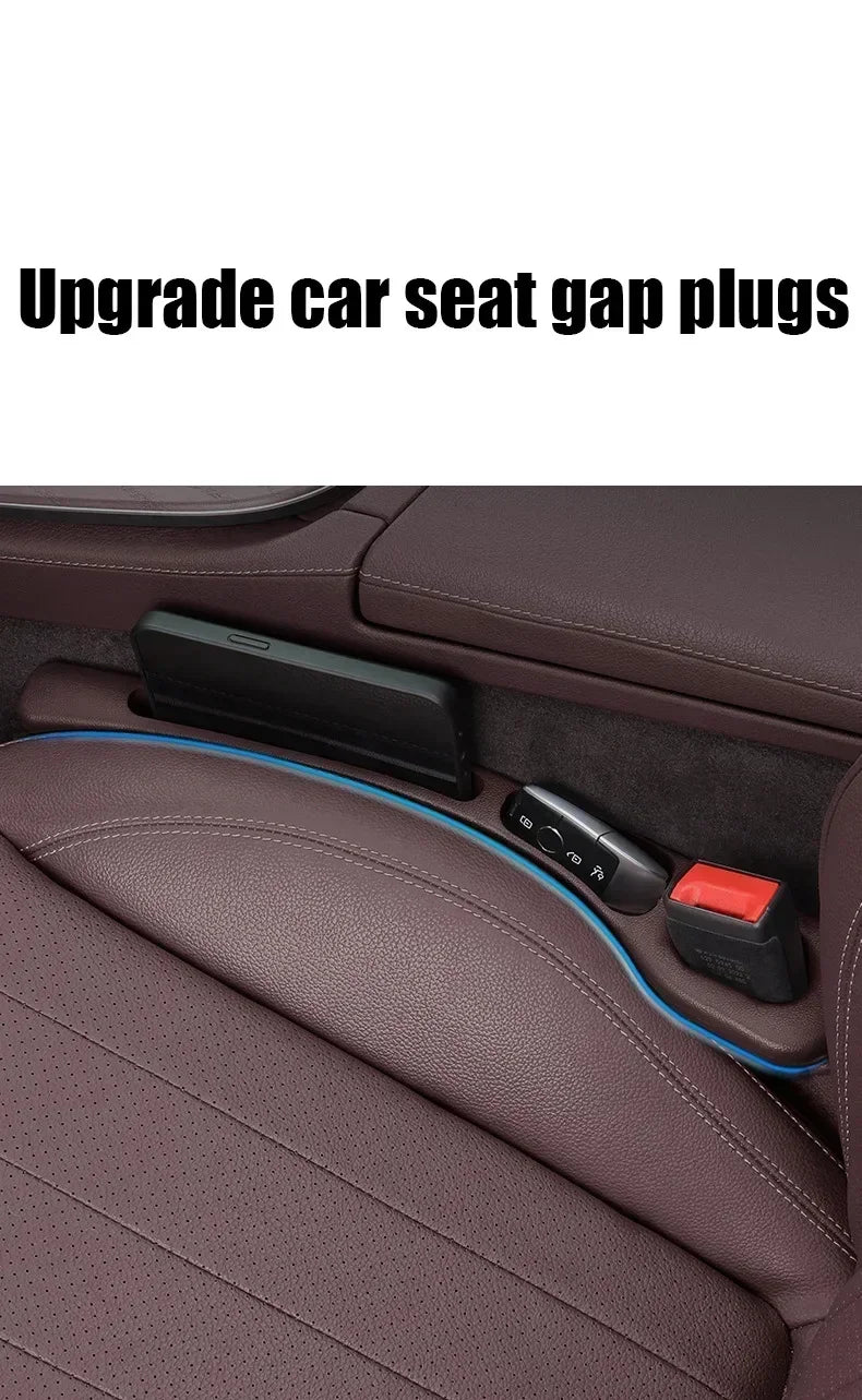 2Pcs Car Seat Gap Filler Organizer PU Waterproof Universal Car Seat Gap Anti-leak Stopper Strip 2Slot Seat Gap Storage Organizer