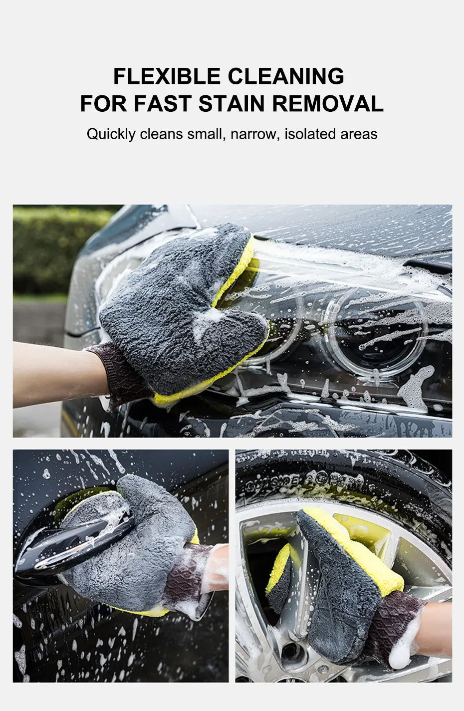 SEAMETAL Car Wash Glove Double-Faced Coral Fleece Auto Cleaning Mitt Gloves Car Window Door Glass Paint Cleaner Care Products