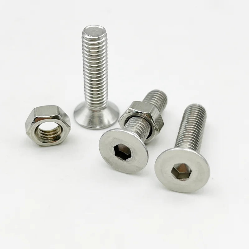 Allen Key Head Screw M2 M2.5 M3 M4 M5 M6 DIN7991 Stainless Steel 304 Hexagon Hex Socket Flat Countersunk Head Screw and Nut Set