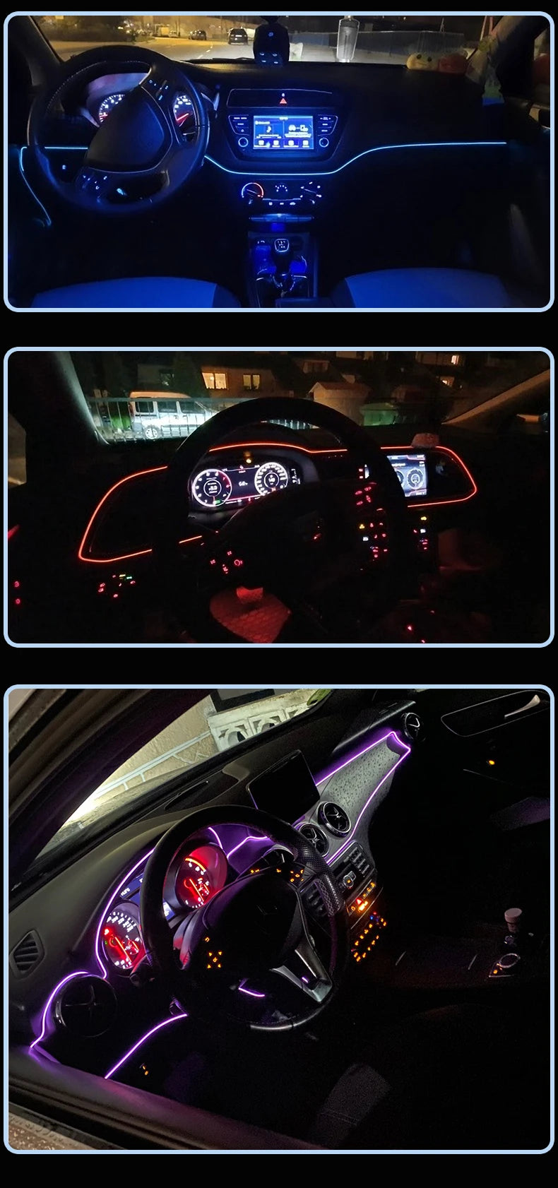 5m Car Interior Atmosphere Lighting LED Strip 5V DIY Flexible EL Cold Light Line Tube With USB Auto Decoration Ambient Lamp