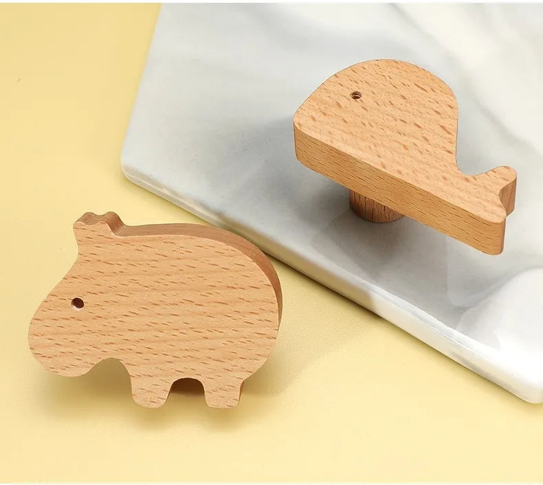 Wooden Animal Cabinet Handles Wood Cloud Hooks Furniture Handles for Cabinets and Drawers Door Knobs Kitchen Wardrobe Door Pulls