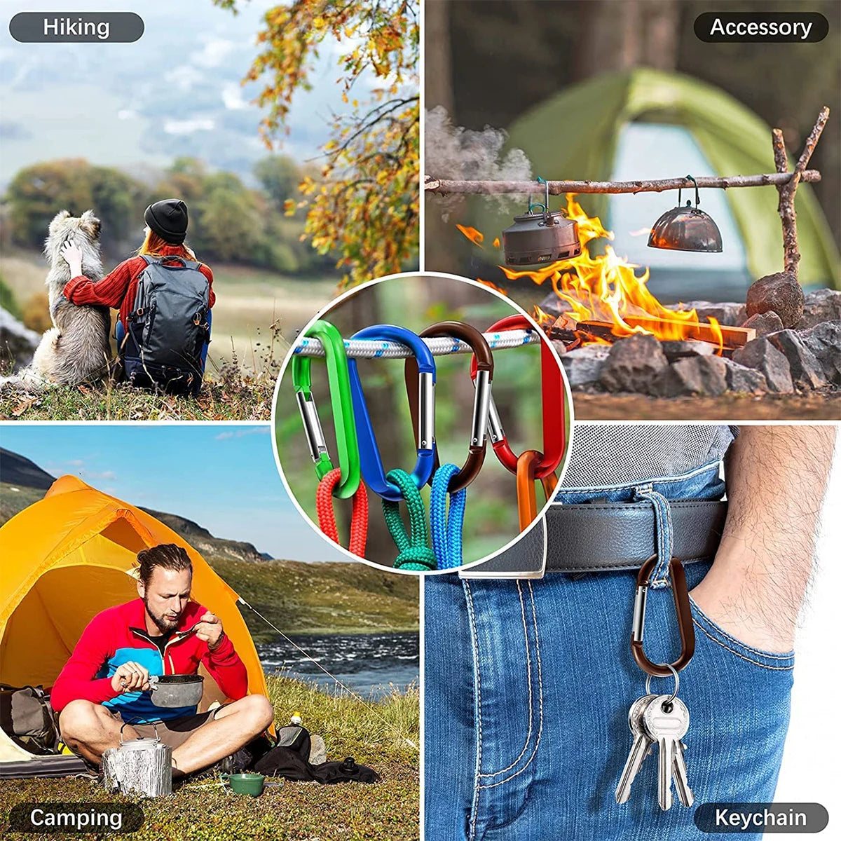 Mini-Karabiner-Schlüsselanhänger aus Aluminiumlegierung, D-Ring-Schnalle, Feder-Schnappclip-Haken, Schlüsselanhänger-Karabiner für Schlüssel, Outdoor-Camping-Werkzeuge