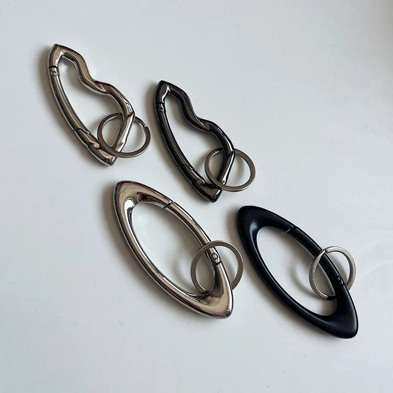 Women Men Essential Icon Carabiner Blackout Keychain Simplicity Female Oval Solid Belt Buckle Couple Sliver Key Ring Unisex