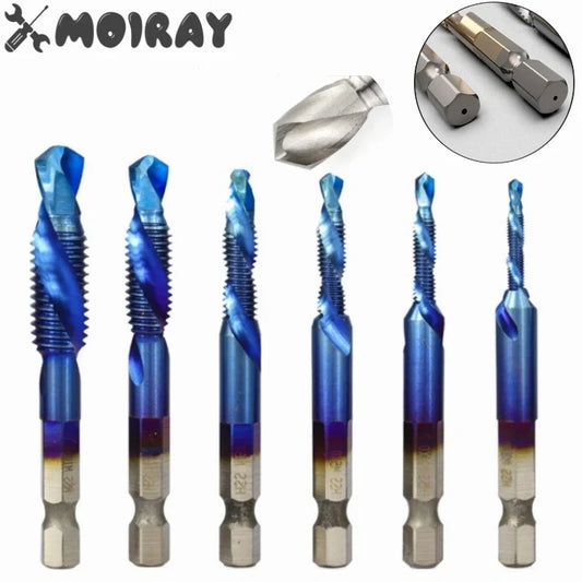 Hotselling Titanium Plated Hex Shank HSS Screw Thread Metric Tap Drill Bits Screw Machine Compound M3 M4 M5 M6 M8 M10 Hand Tools