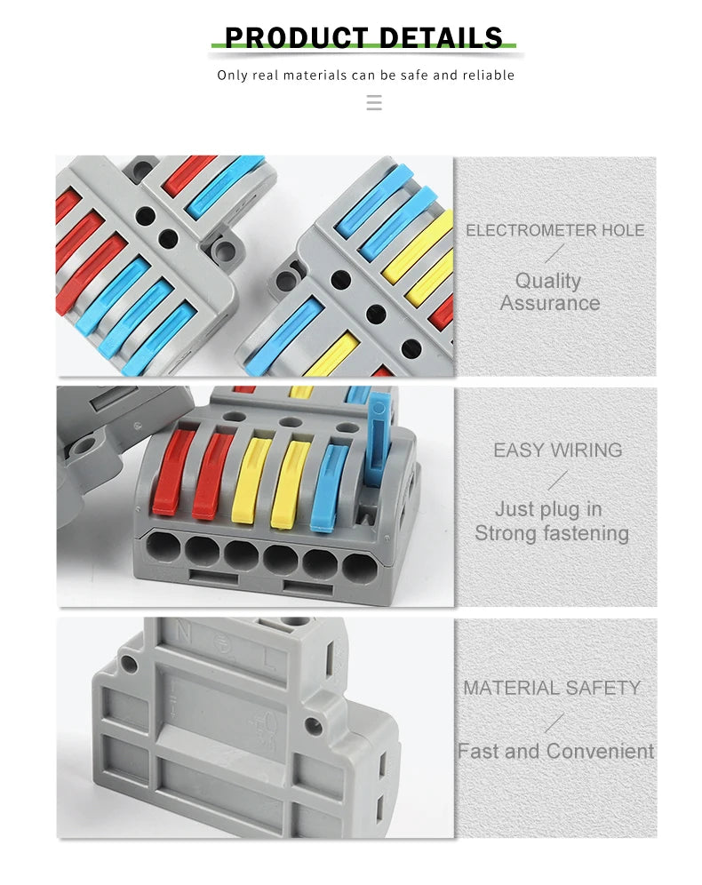 Mini connecteurs de câblage rapide répartiteur compact universel connecteur de conducteurs enfichables pour câbles électriques avec bornier à levier 